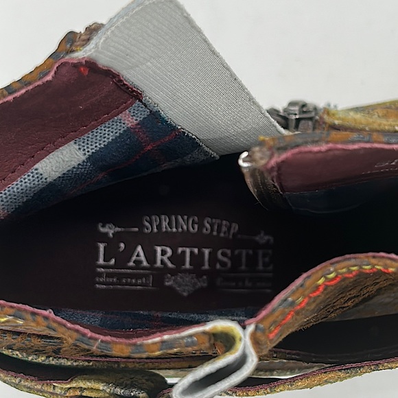 L’Artiste Shazzam Luxurious Green/Brown Leather Ankle Boots Shoes **Sz 41/9.5** - Picture 9 of 10